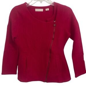 Anthropologie Sleeping On Snow 100% Wool Whirlpetal Zip Cardigan Jacket Small